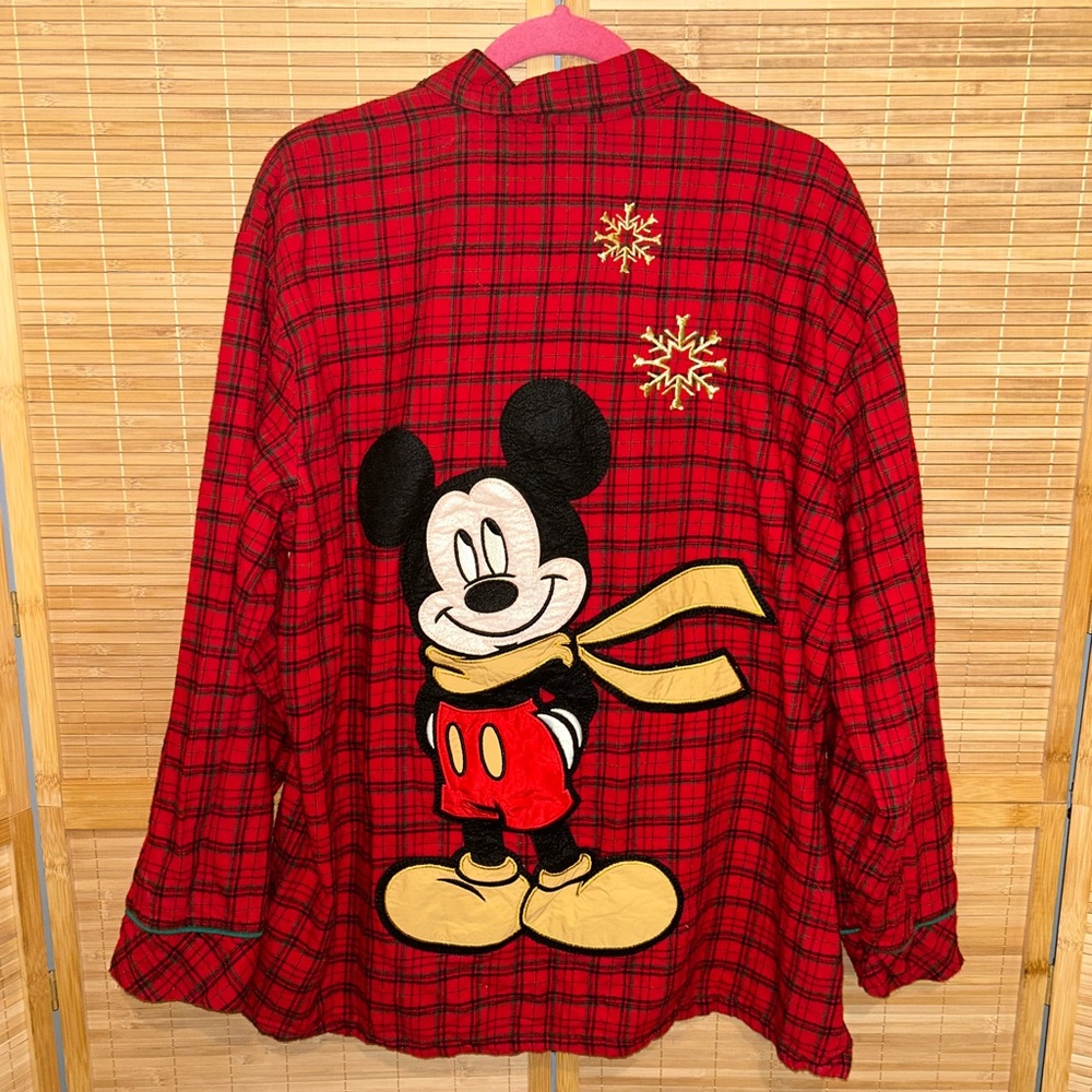 Vintage Disney Store Mickey Mouse red plaid button down shirt top size XL - Picture 4 of 9
